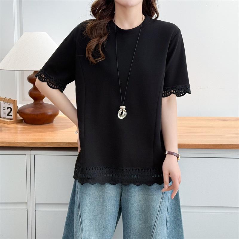 2026 Plus Size Lace Hem Short Sleeve Women s T-shirt - Fat Girl Pullover Top XL чорний
2026 Plus Size Lace Hem Short Sleeve Women s T-shirt - Fat Girl Pullover Top XL чорний