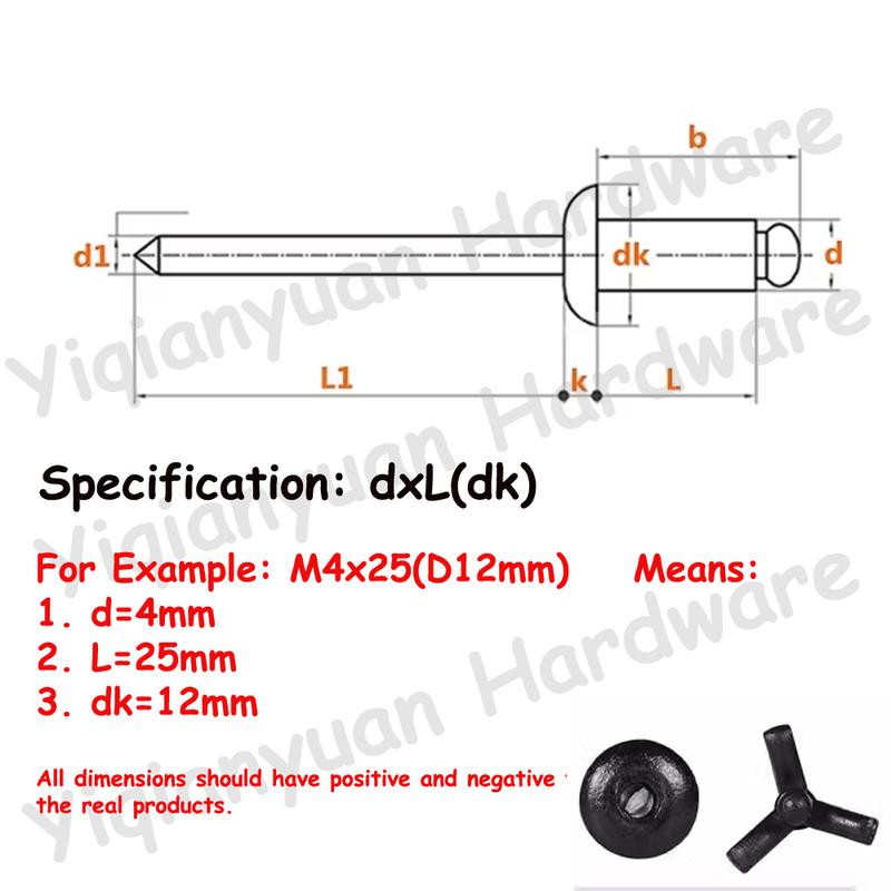 Yiqianyuan Aluminum Alloy Full Black Core Pulling Rivets M4 M4.8 Claw Rivets Folding Lantern Type Blind Rivets for DIY Crafts 30Pcs
Yiqianyuan Aluminum Alloy Full Black Core Pulling Rivets M4 M4.8 Claw Rivets Folding Lantern Type Blind Rivets for DIY Crafts 30Pcs