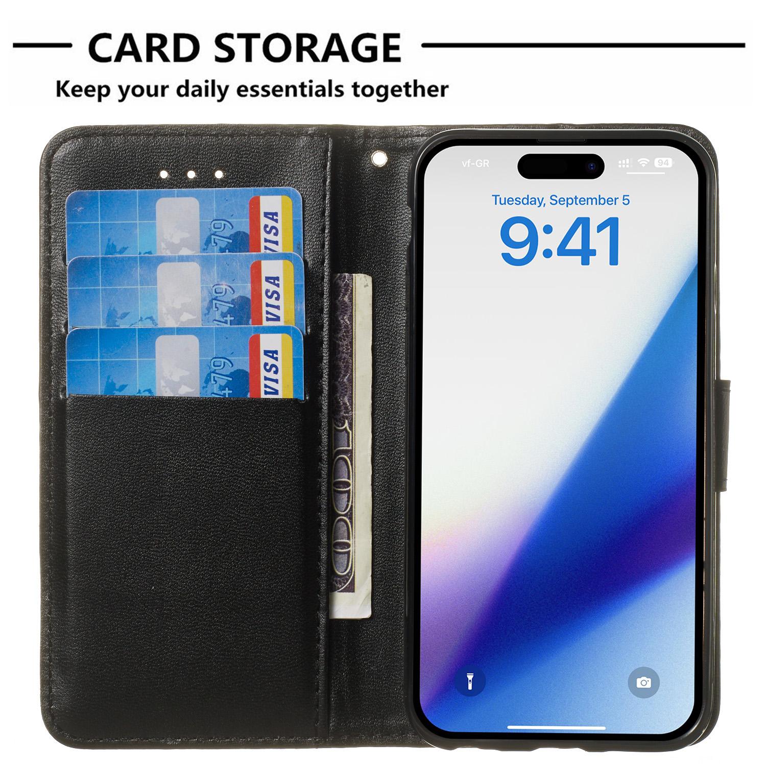 Flip Stand Shell for iPhone 15 Plus Solid Color PU Leather Wallet Cover Phone Case Black
Flip Stand Shell for iPhone 15 Plus Solid Color PU Leather Wallet Cover Phone Case Black