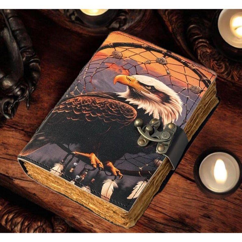 Leather Journal Bald Eagle Blank Spell Book Of Shadows American Eagle Printed Vintage Leather Journal Old Deckle Edge Paper 7 x 5 in
Leather Journal Bald Eagle Blank Spell Book Of Shadows American Eagle Printed Vintage Leather Journal Old Deckle Edge Paper 7 x 5 in