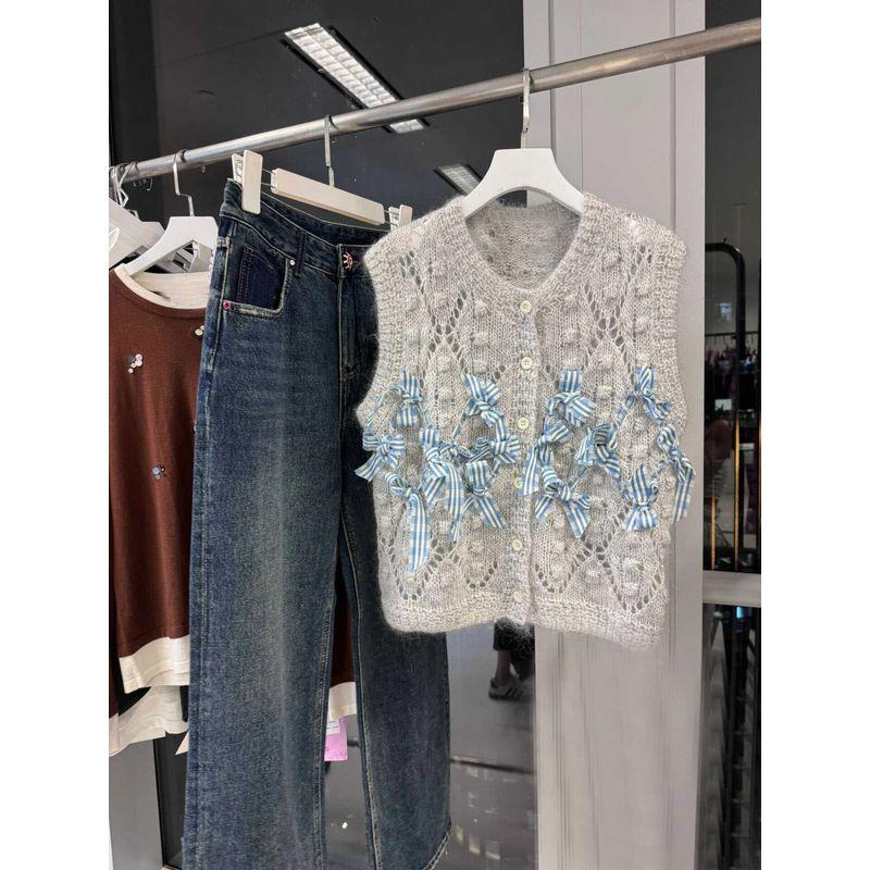 Классический вязаный кардиган-жилет с плетеными бантами Grey S
Классический вязаный кардиган-жилет с плетеными бантами Grey S