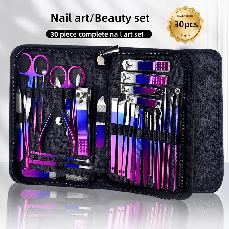 30pcs Stainless Steel Manicure Set in Dazzling Purple & Blue Modern Style Nail Clippers with Convex Blade, Non-Scented Portable
30pcs Stainless Steel Manicure Set in Dazzling Purple & Blue Modern Style Nail Clippers with Convex Blade, Non-Scented Portable