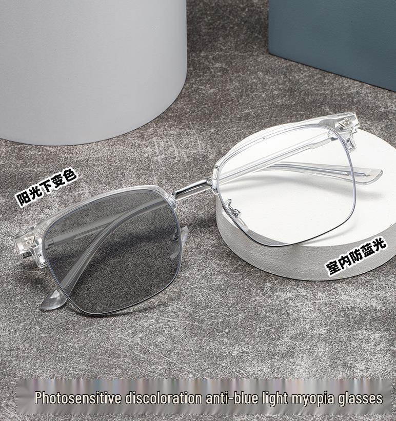 Фотохромні окуляри для міопії з напівобідком, що змінюють колір, з захистом від синього світла, для чоловіків - ретро-стиль, оправа-брова
Фотохромні окуляри для міопії з напівобідком, що змінюють колір, з захистом від синього світла, для чоловіків - ретро-стиль, оправа-брова