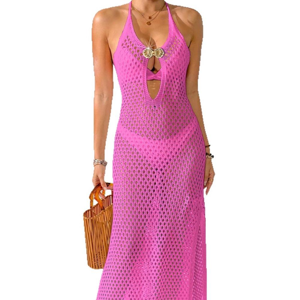 V-neck Fitted Backless Knitted Dress with Neck Strap and Metal Shell Buttons for Decoration, Open Side Slit, Full-encircling Skirt S красный/фиолетовый
V-neck Fitted Backless Knitted Dress with Neck Strap and Metal Shell Buttons for Decoration, Open Side Slit, Full-encircling Skirt S красный/фиолетовый