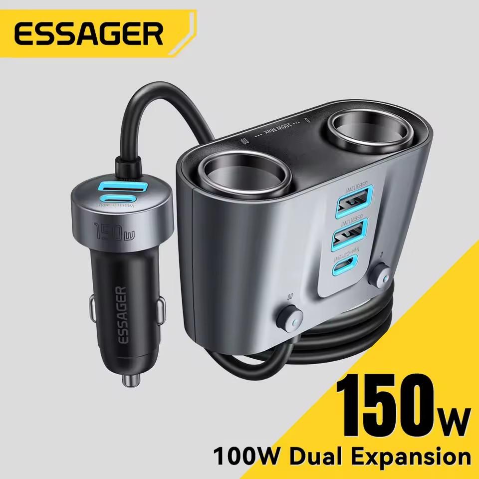 Essager 150W USB C Car Charger 2 in 1 100W Dual Cigarette Lighter Splitter 5 Ports QC 3.0 PD 3.0 Fast Charging For Mobile Phone 3A+2C+2 Expansions серый
Essager 150W USB C Car Charger 2 in 1 100W Dual Cigarette Lighter Splitter 5 Ports QC 3.0 PD 3.0 Fast Charging For Mobile Phone 3A+2C+2 Expansions серый