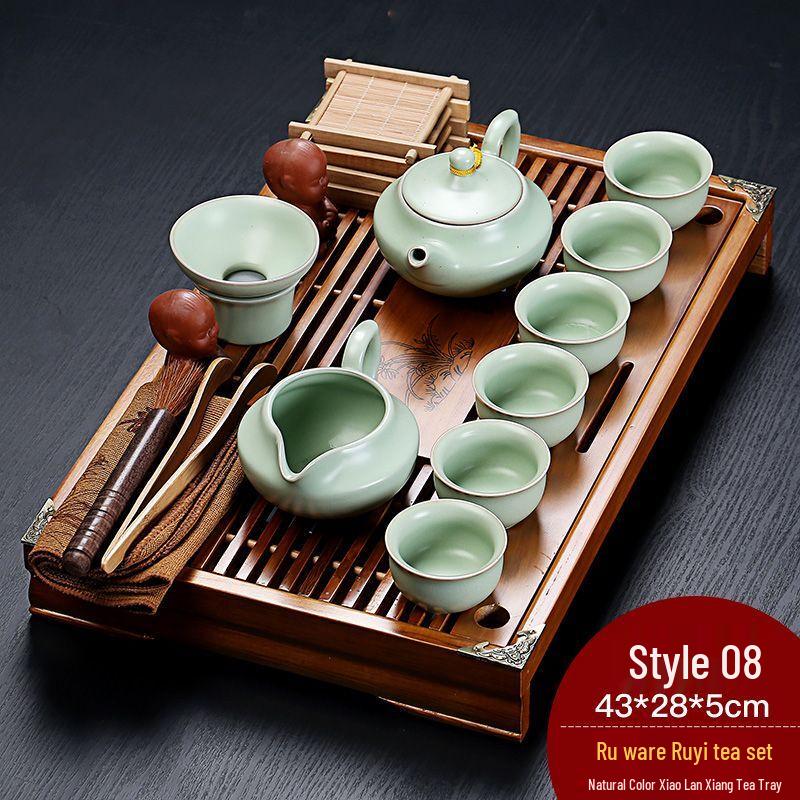 Jiakangming Zisha Ceramic Kung Fu Tea Set with Solid Wood Tea Tray
Jiakangming Zisha Ceramic Kung Fu Tea Set with Solid Wood Tea Tray