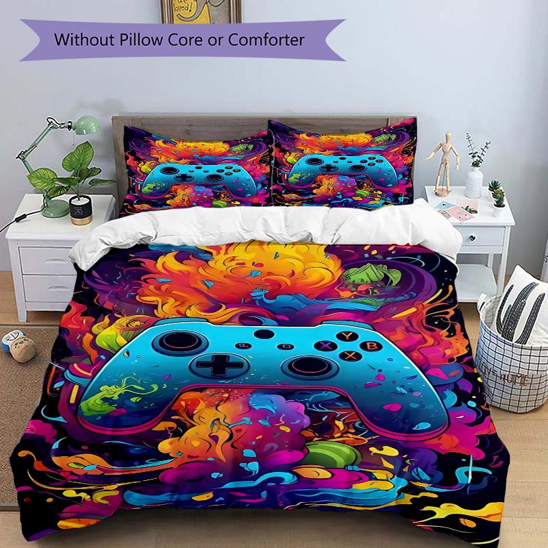 3pcs Colorful Gaming Controller Throw Bedding Set - Includes One Quilt Cover and Two Pillowcases (No Core) - Anime Cartoon Design, Perfect for Bedroom 135x200cm
3pcs Colorful Gaming Controller Throw Bedding Set - Includes One Quilt Cover and Two Pillowcases (No Core) - Anime Cartoon Design, Perfect for Bedroom 135x200cm