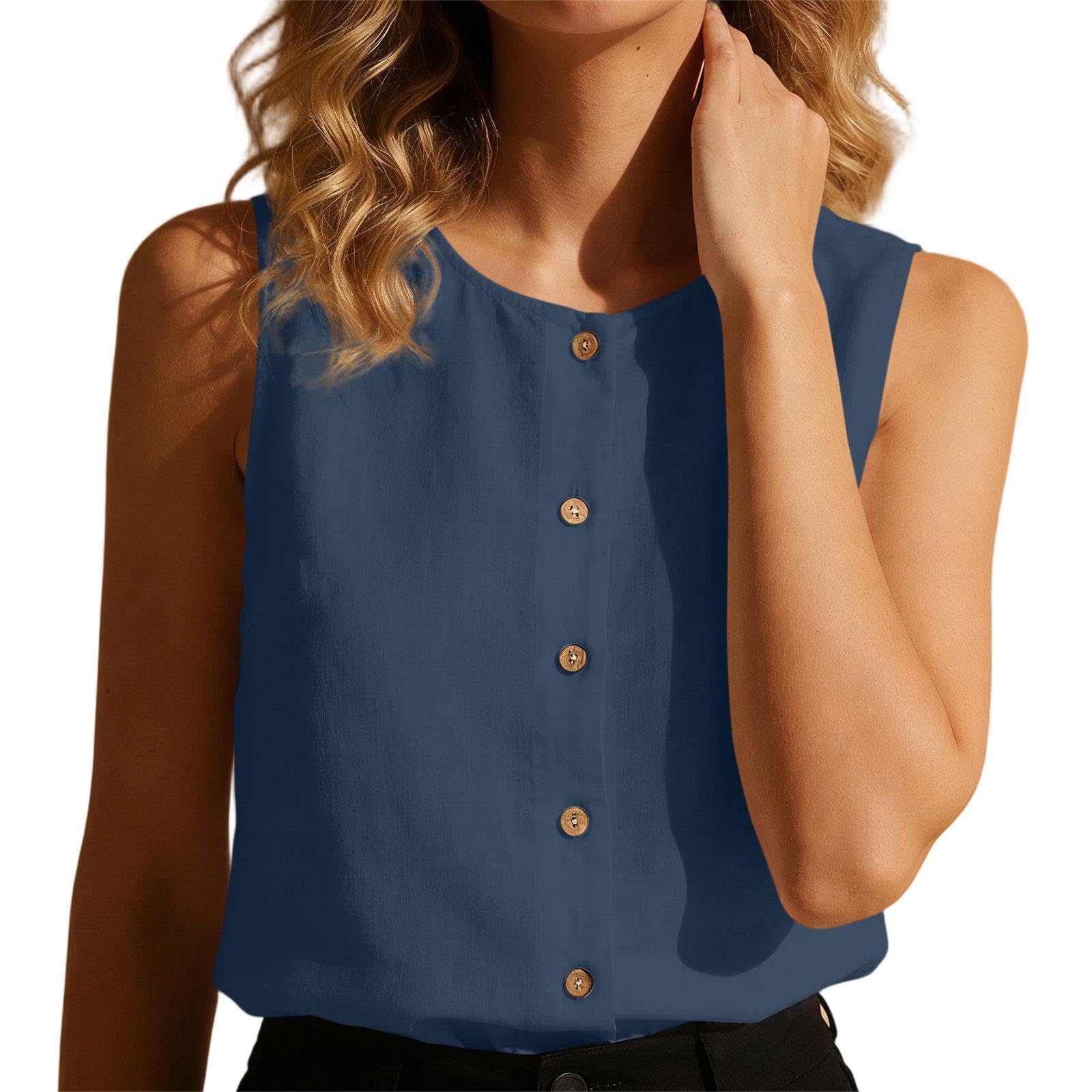 Women Sleeveless Pullover T Shirt Solid Color Casual Fit Round Neck Stretchy Fabric Lightweight Soft Material Summer Top XXL синій
Women Sleeveless Pullover T Shirt Solid Color Casual Fit Round Neck Stretchy Fabric Lightweight Soft Material Summer Top XXL синій
