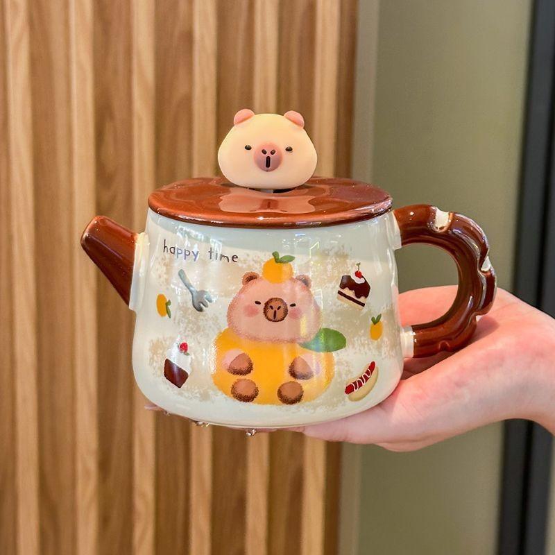 Kapibala Ceramic Mug with Lid Spoon for Girls Drinking Water In Office with High Looking Coffee Cup Birthday Gift 301-400ml
Kapibala Ceramic Mug with Lid Spoon for Girls Drinking Water In Office with High Looking Coffee Cup Birthday Gift 301-400ml