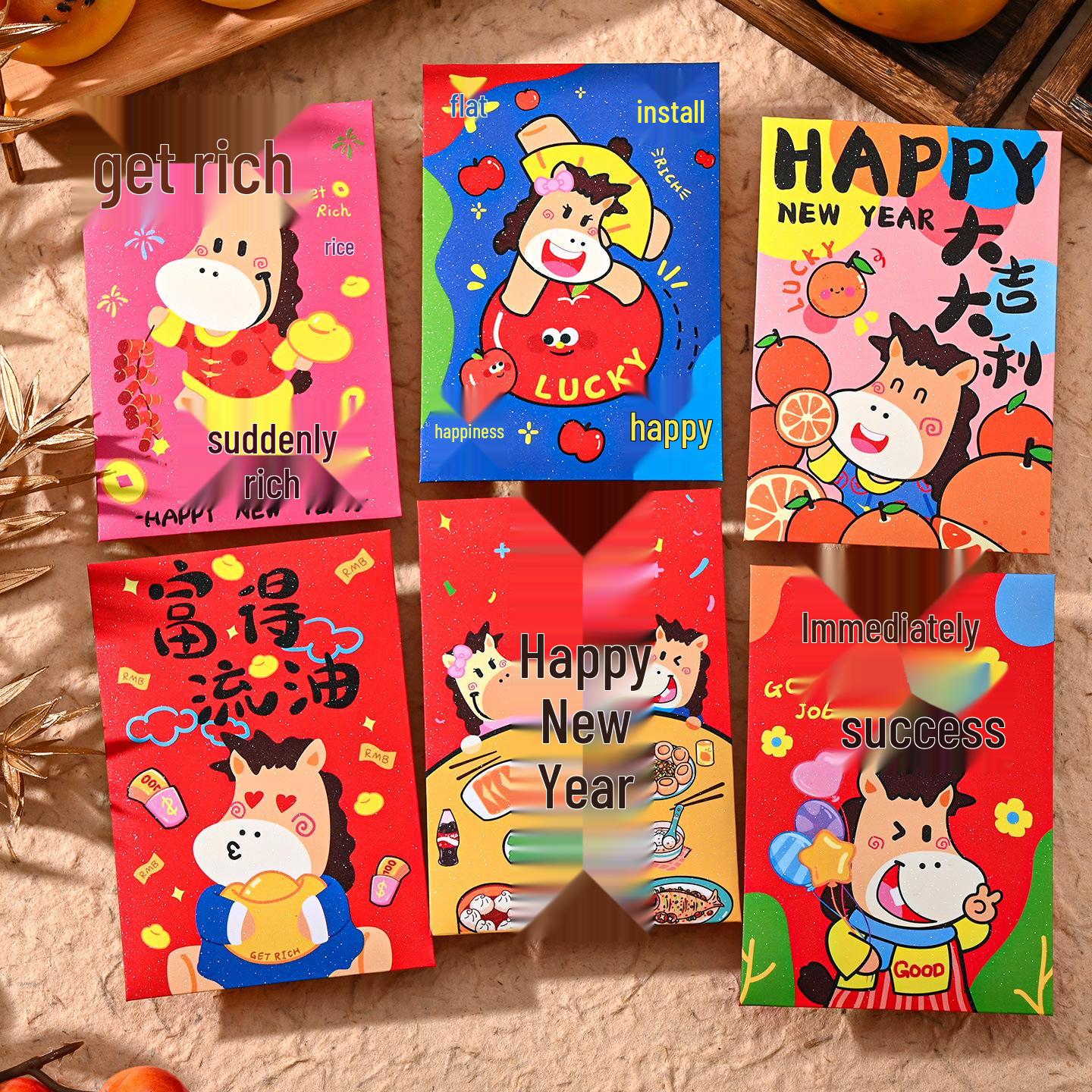 2026 Year of the Horse Red Envelope: Small Creative Cartoon New Year Gift Money Holder - Ma Shang You Qian . 6 per pack
2026 Year of the Horse Red Envelope: Small Creative Cartoon New Year Gift Money Holder - Ma Shang You Qian . 6 per pack