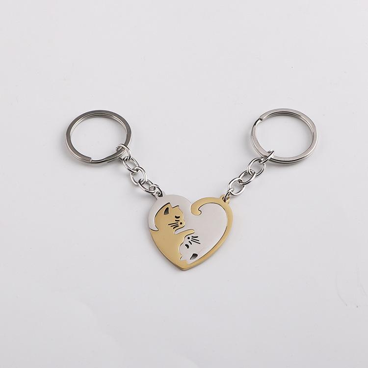 Couple Small Items Portable Stainless Steel Keychain Heart-Shaped Splicing Cat Yin And Yang Cat Pendant Necklace Keychain Jewelry
Couple Small Items Portable Stainless Steel Keychain Heart-Shaped Splicing Cat Yin And Yang Cat Pendant Necklace Keychain Jewelry