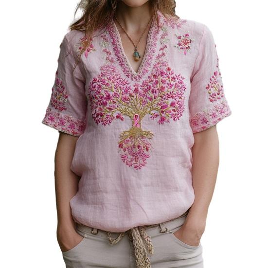 Shirt Embroidery Flower Pattern V-neck Short Sleeve Dropped Shoulder Shirt Tops A-Line Loose Fit Soft S
Shirt Embroidery Flower Pattern V-neck Short Sleeve Dropped Shoulder Shirt Tops A-Line Loose Fit Soft S