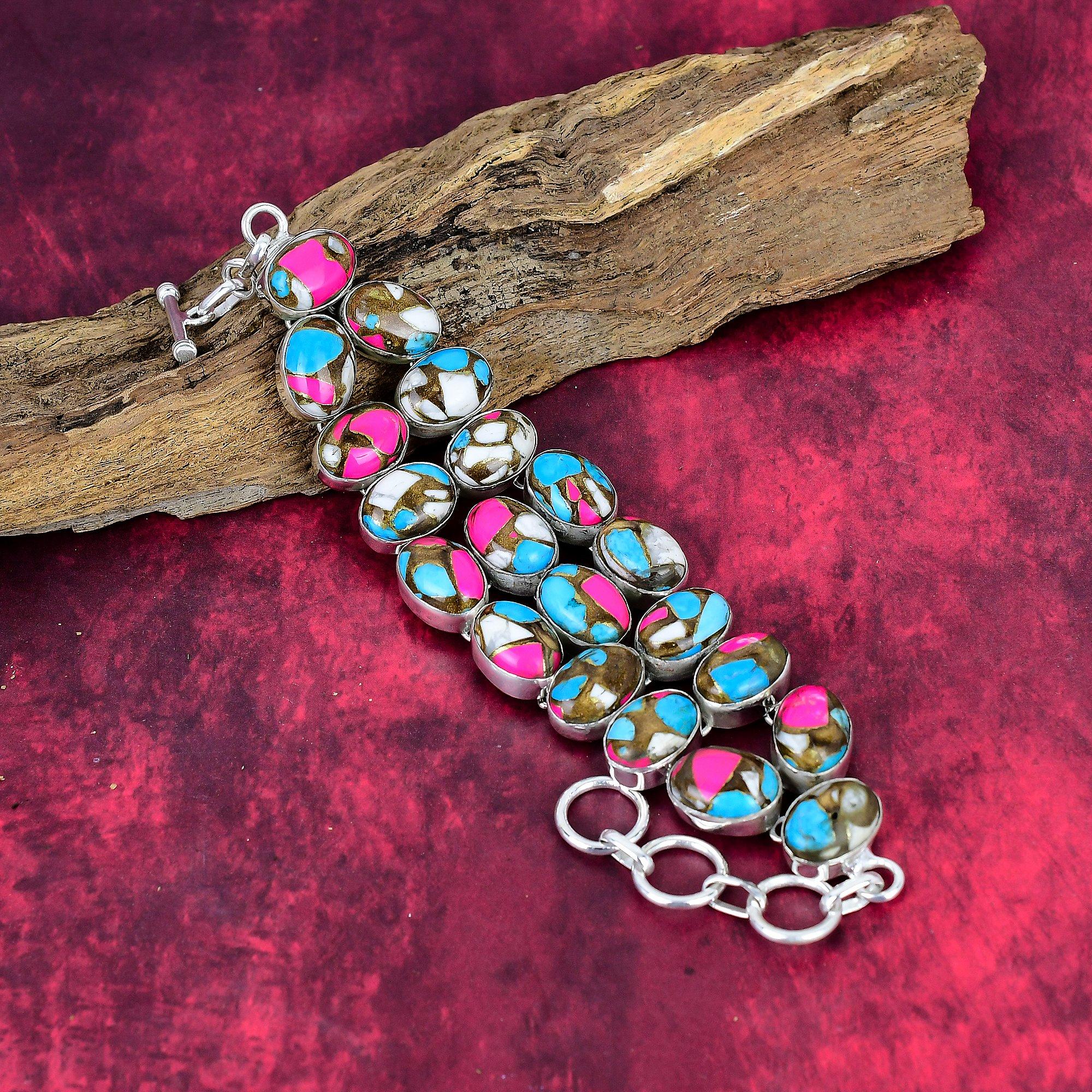 Cotton Candy Turquoise 925 Solid Sterling Silver Bracelet with Adjustable Chain, Handmade Gemstone Jewelry Bracelet For Memorial Day
Cotton Candy Turquoise 925 Solid Sterling Silver Bracelet with Adjustable Chain, Handmade Gemstone Jewelry Bracelet For Memorial Day