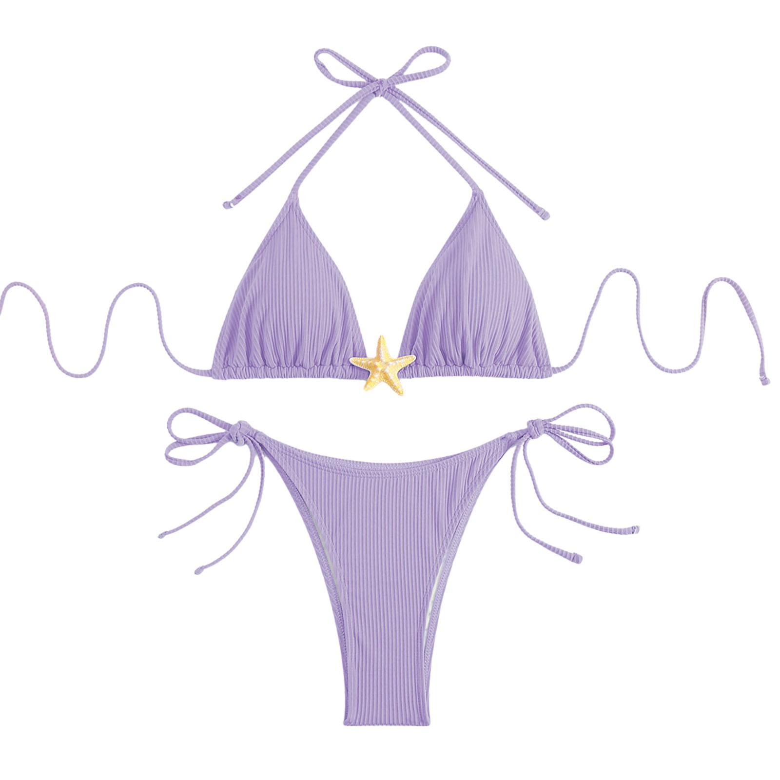 Women s Two Piece Bikini Set Triangle Top with Removable Padding and Adjustable Tie Side Bottom Ribbed Fabric Swimwear M фіолетовий
Women s Two Piece Bikini Set Triangle Top with Removable Padding and Adjustable Tie Side Bottom Ribbed Fabric Swimwear M фіолетовий