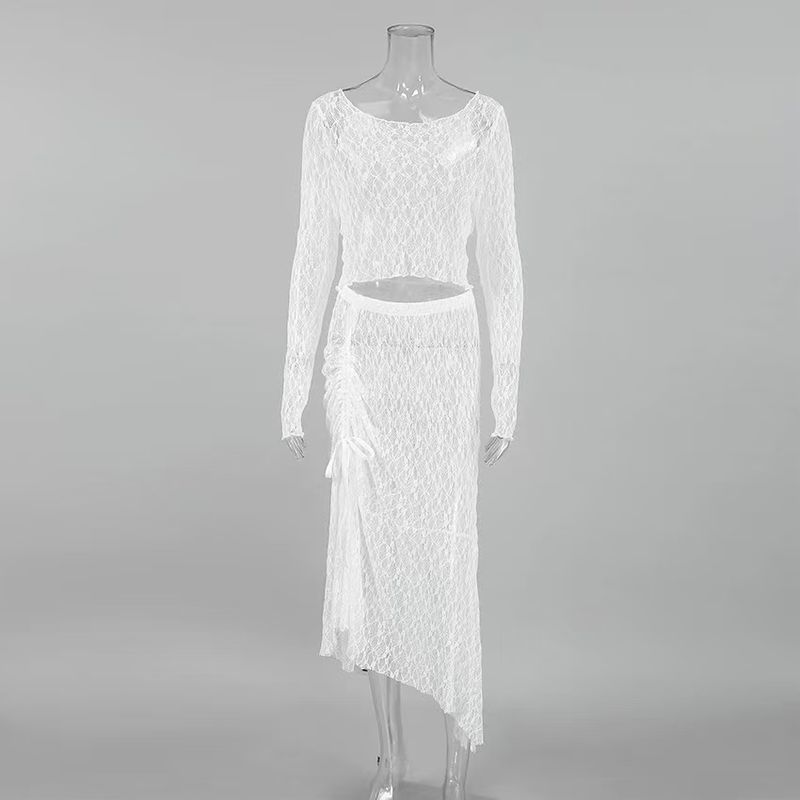 Western Style New Sexy Perspective Lace Top Skirt Two-Piece Set Lace Top and Skirt Set White S
Western Style New Sexy Perspective Lace Top Skirt Two-Piece Set Lace Top and Skirt Set White S