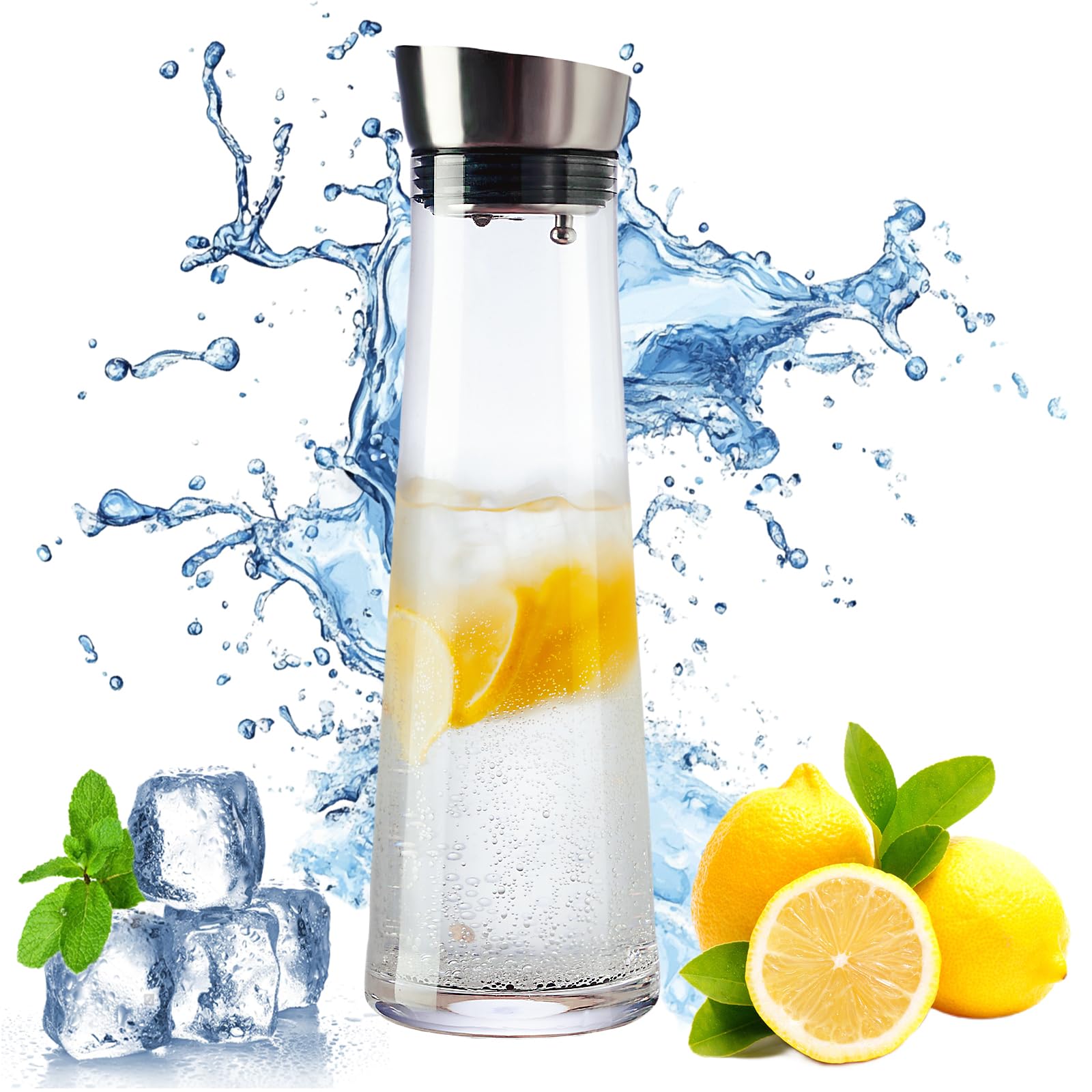 GLASKEY 1200 мл Кувшин для холодной воды с крышкой, Стеклянный кувшин, Чайник для ячменного чая, Прозрачный стеклянный чайник для лимонада, кофе и сока, Холодильник
GLASKEY 1200 мл Кувшин для холодной воды с крышкой, Стеклянный кувшин, Чайник для ячменного чая, Прозрачный стеклянный чайник для лимонада, кофе и сока, Холодильник