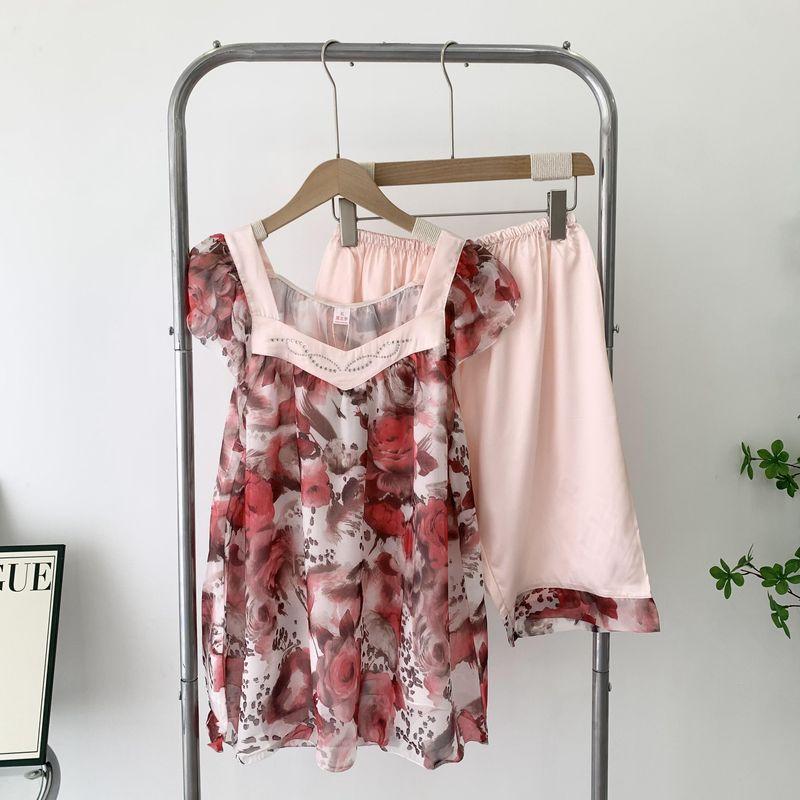 Big Sale K-style Woman Square-Neck Chiffon Short Sleeve Pajamas Ice Silk Home Wear Two-piece Set Plus Size Suit Cute Pajamas Pink 2 XL
Big Sale K-style Woman Square-Neck Chiffon Short Sleeve Pajamas Ice Silk Home Wear Two-piece Set Plus Size Suit Cute Pajamas Pink 2 XL