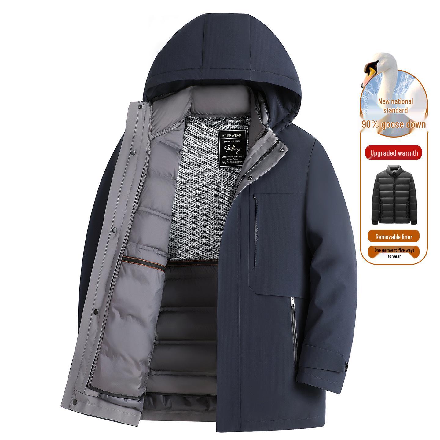 Men s Three-in-One Goose Down Mid-Length Jacket with Detachable Liner - Warm Casual Coat for Middle-Aged and Elderly Dads L/175 (recommended 120-140 jin)
Men s Three-in-One Goose Down Mid-Length Jacket with Detachable Liner - Warm Casual Coat for Middle-Aged and Elderly Dads L/175 (recommended 120-140 jin)