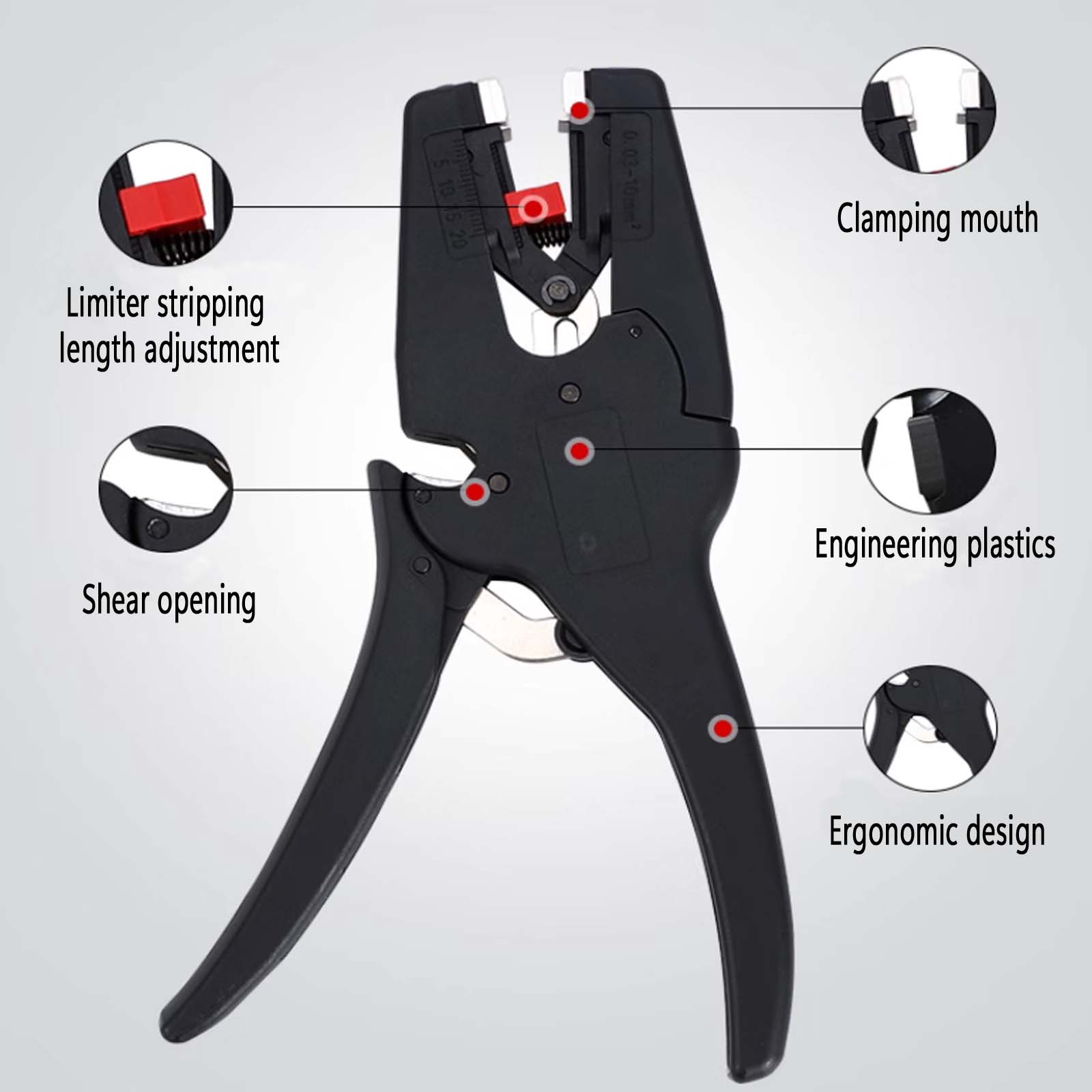 WX-D3 Automatic Wire Stripper, 0.08-10mm² Self-Adjusting Cable Cutting Scissors Pliers for Electronic, Electrician Crimping China Mainland
WX-D3 Automatic Wire Stripper, 0.08-10mm² Self-Adjusting Cable Cutting Scissors Pliers for Electronic, Electrician Crimping China Mainland