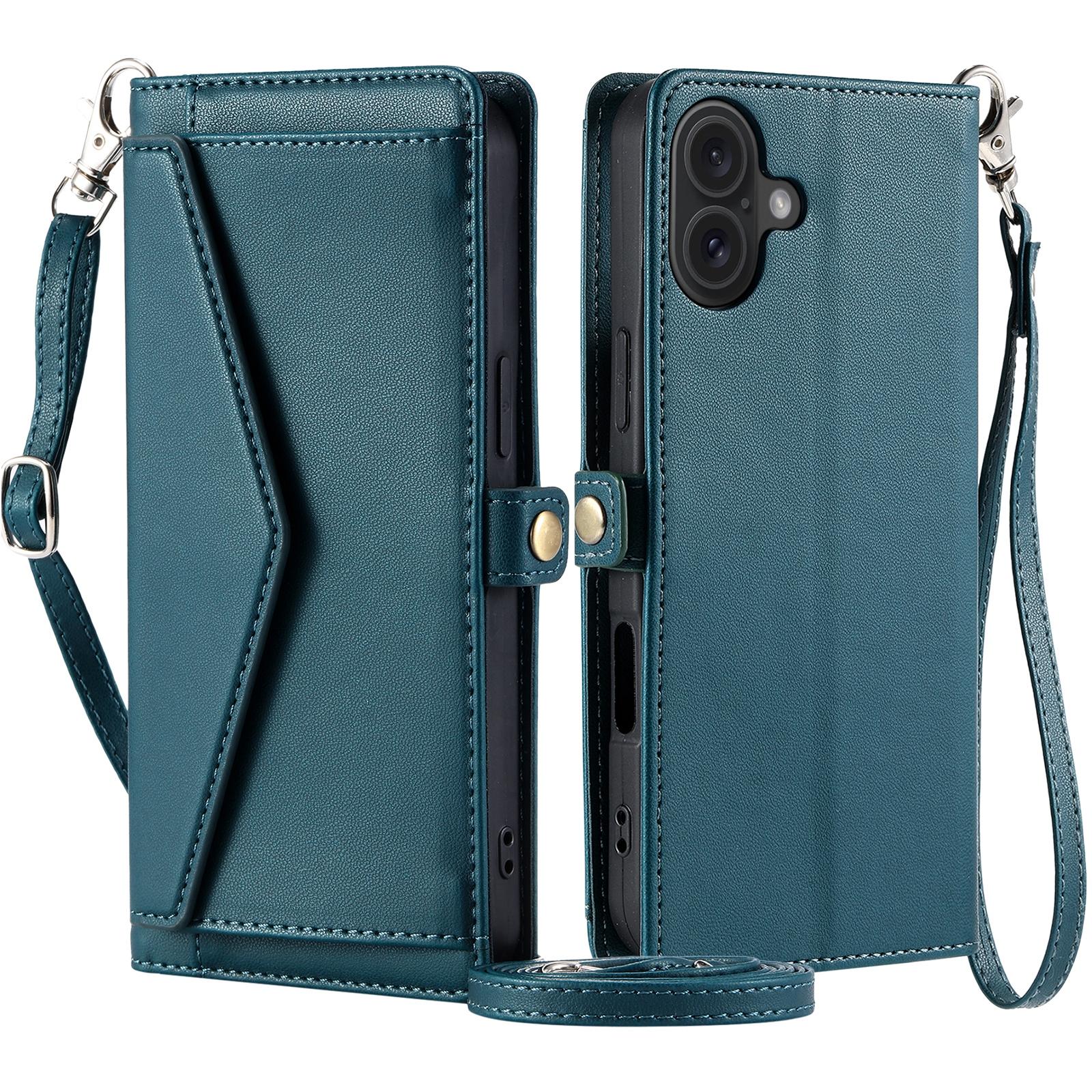 For iPhone 16 Plus Leather Case Wallet Stand Phone Cover with Straps Blackish Green
For iPhone 16 Plus Leather Case Wallet Stand Phone Cover with Straps Blackish Green