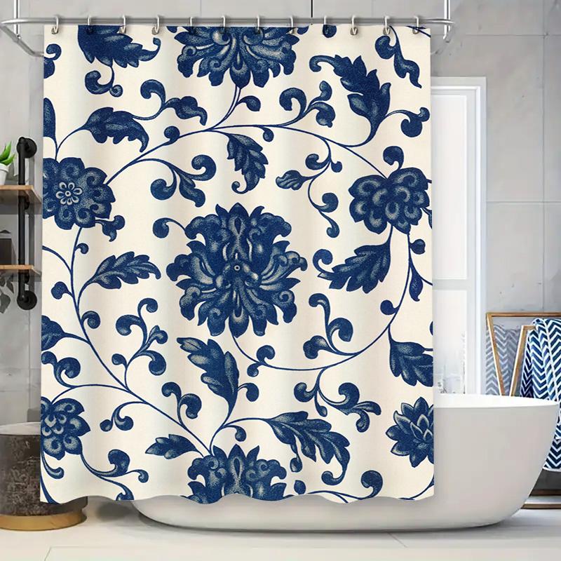 Vintage Blue White Porcelain Print Shower Curtain Bathroom Decor In Monochrome Floral Pattern Room Accent Piece For Home Bathing W60H190(CM)-1 Pcs
Vintage Blue White Porcelain Print Shower Curtain Bathroom Decor In Monochrome Floral Pattern Room Accent Piece For Home Bathing W60H190(CM)-1 Pcs