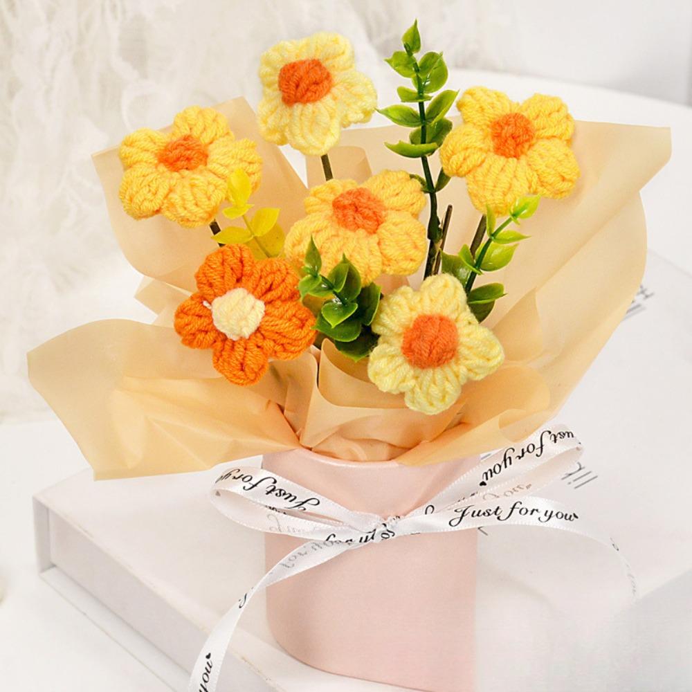 Finished Crochet Flowers Bouquet Cream Puffs Flower Handmade Artificial Flowers Decor Knitted Flower Bouquet Teacher Day Gifts жовтий
Finished Crochet Flowers Bouquet Cream Puffs Flower Handmade Artificial Flowers Decor Knitted Flower Bouquet Teacher Day Gifts жовтий