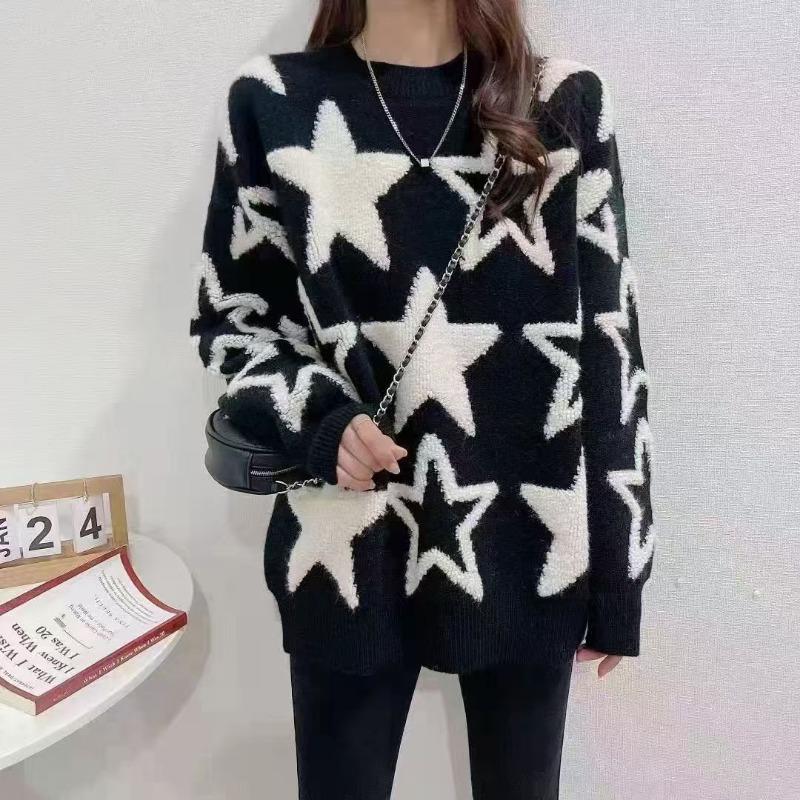 Осенне-зимний женский свитер с круглым вырезом, модный жаккардовый свитер с пентаграммой, универсальный, свободного кроя, вязаный свитер one size fits all чёрный
Осенне-зимний женский свитер с круглым вырезом, модный жаккардовый свитер с пентаграммой, универсальный, свободного кроя, вязаный свитер one size fits all чёрный