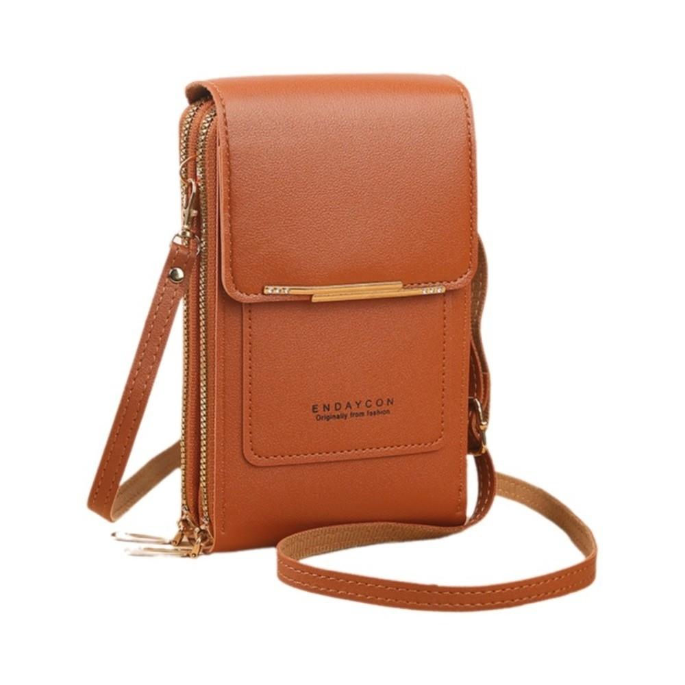 Женский кошелек для мобильного телефона из искусственной кожи, регулируемый плечевой ремень, сумочка, для улицы коричневый