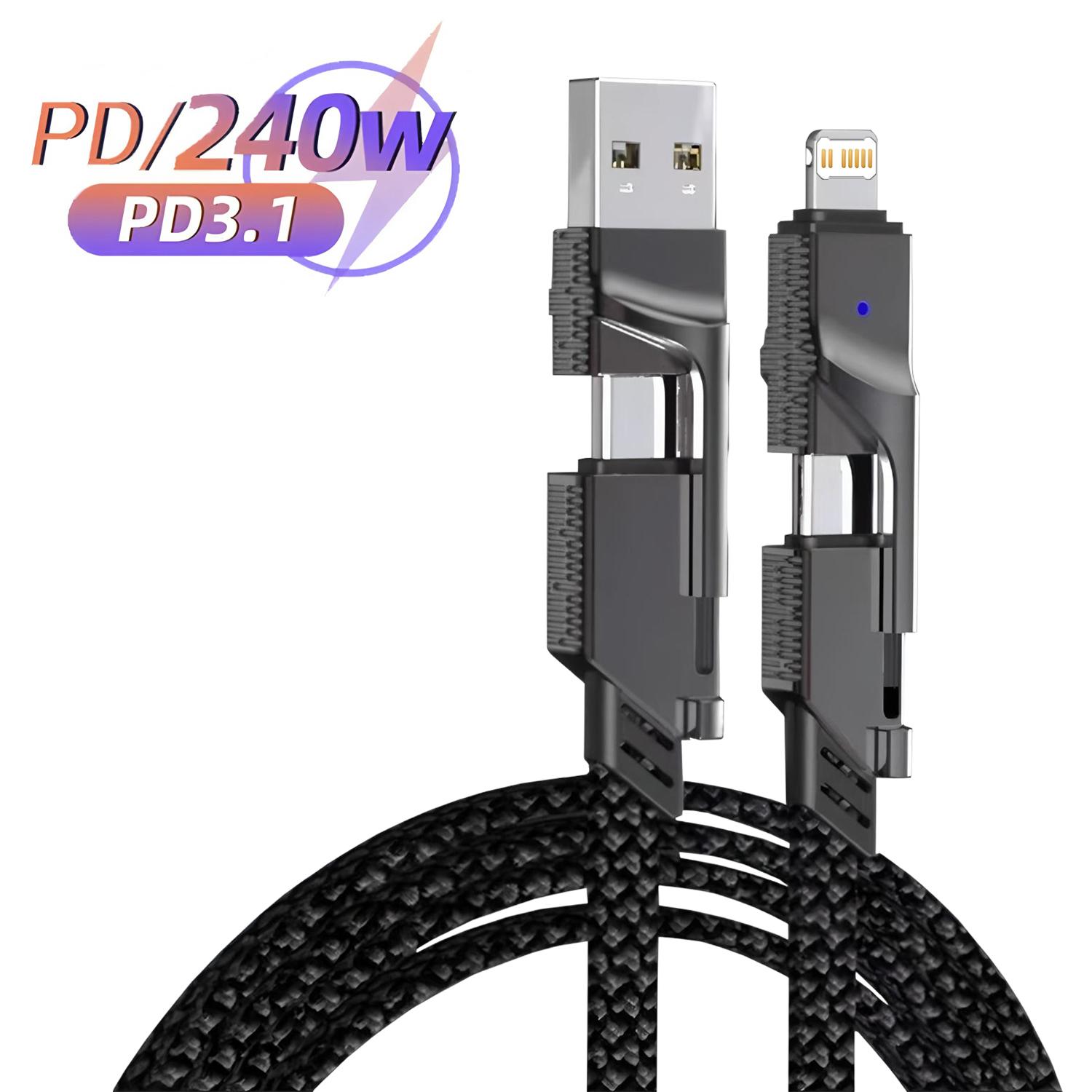 4 In 1 PD 240W USB Type C Data Cable Fast Charging For iPhone 15 14 13 12 11 Samsung Xiaomi Redmi Huawei Wire Cable Fast Charger
4 In 1 PD 240W USB Type C Data Cable Fast Charging For iPhone 15 14 13 12 11 Samsung Xiaomi Redmi Huawei Wire Cable Fast Charger