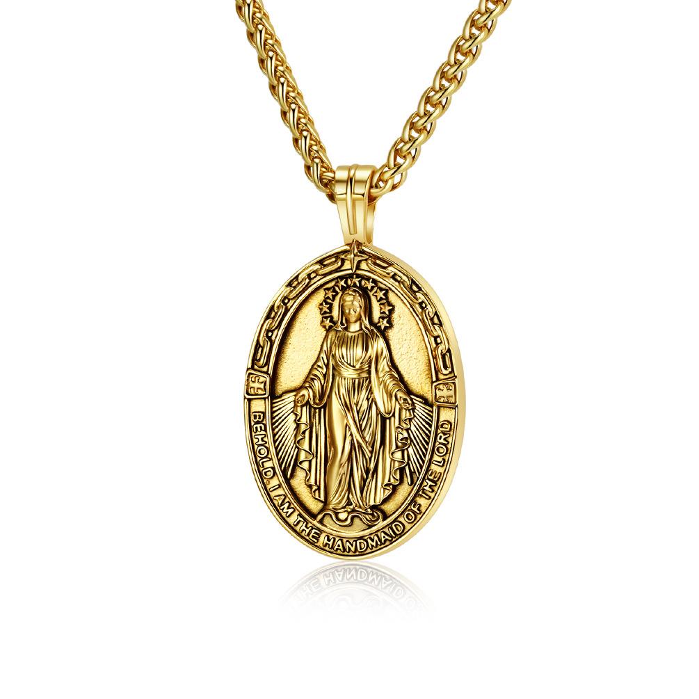 Vintage Punk Stainless Steel Virgin Mary Round Pendent Necklace for Men
Vintage Punk Stainless Steel Virgin Mary Round Pendent Necklace for Men