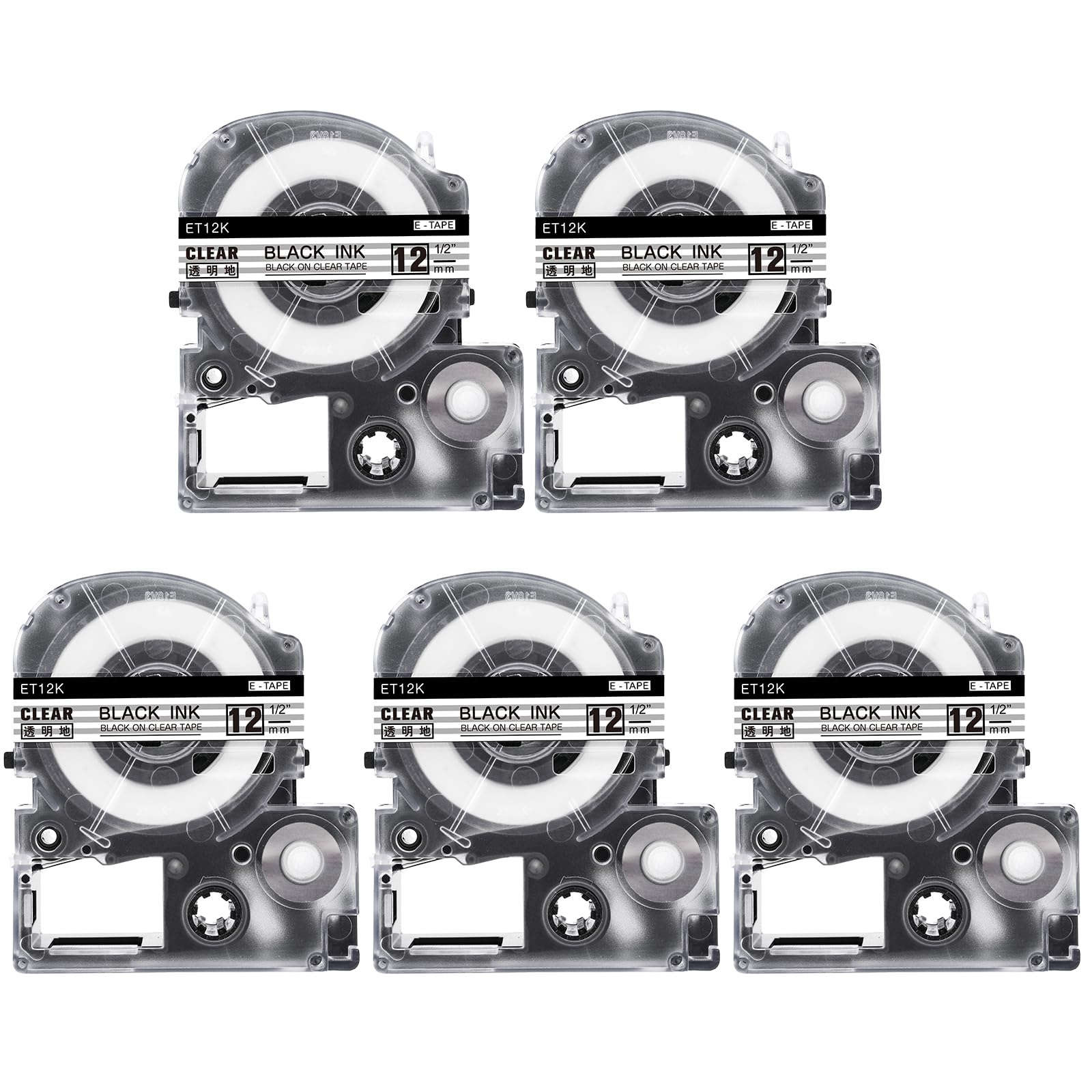 Greateam ST12K 12mm Transparent Black Text Label Tape Compatible with King Jim Tepra PRO Tape Matte 12mm Transparent 8m Length 5-Pack - Cartridges,
Greateam ST12K 12mm Transparent Black Text Label Tape Compatible with King Jim Tepra PRO Tape Matte 12mm Transparent 8m Length 5-Pack - Cartridges,