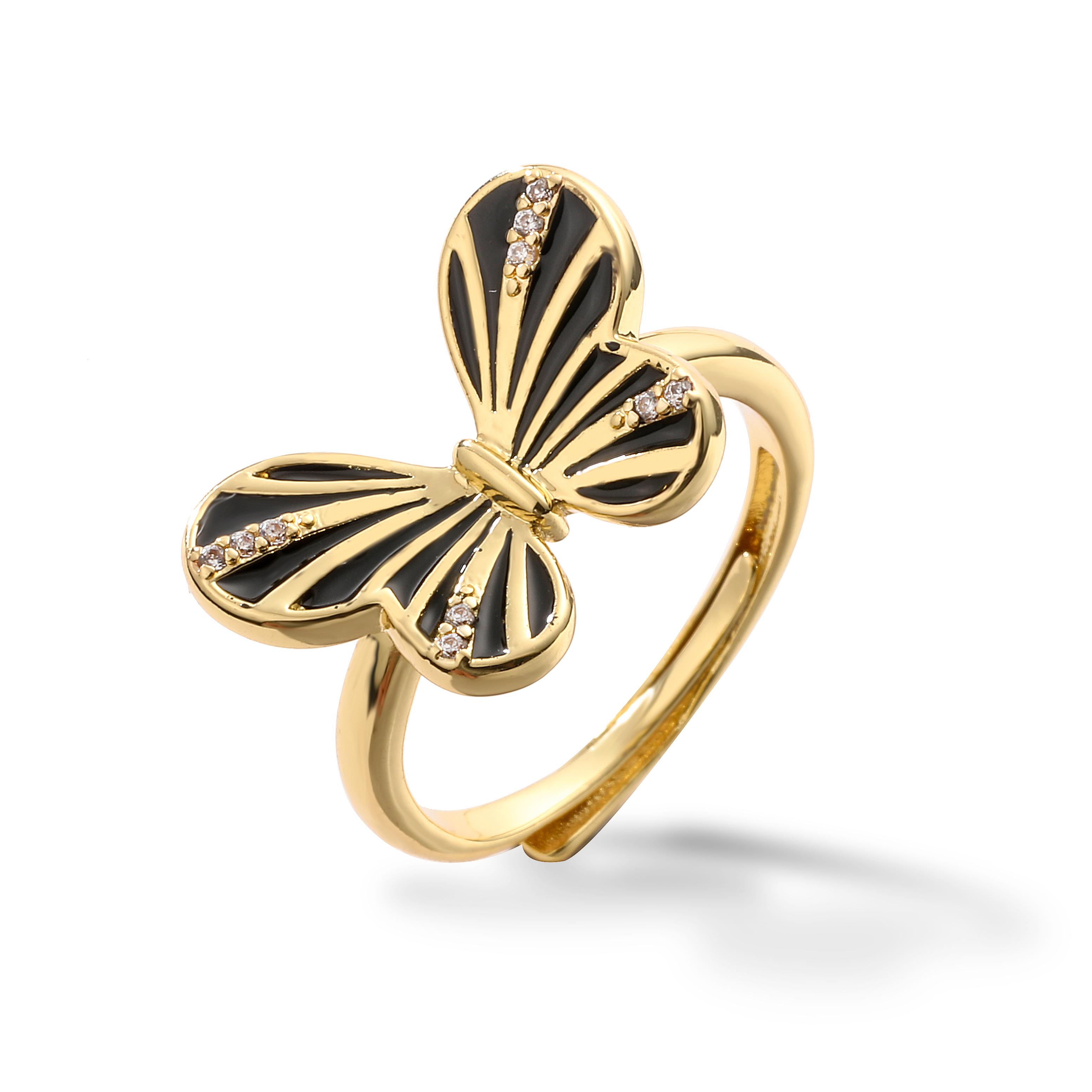 HECHENG Enamel Butterfly Insect Brass Material 18K Gold-plated Women s Ring Inlaid With Zircon Couple Anniversary Gift resizable чорний
HECHENG Enamel Butterfly Insect Brass Material 18K Gold-plated Women s Ring Inlaid With Zircon Couple Anniversary Gift resizable чорний