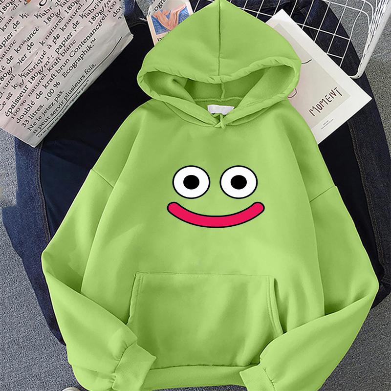 Новая осенняя толстовка с капюшоном DRAGON QUEST, женская слизь, белый топ, толстовка с капюшоном, повседневные толстовки с длинными рукавами и принтом, уличная одежда