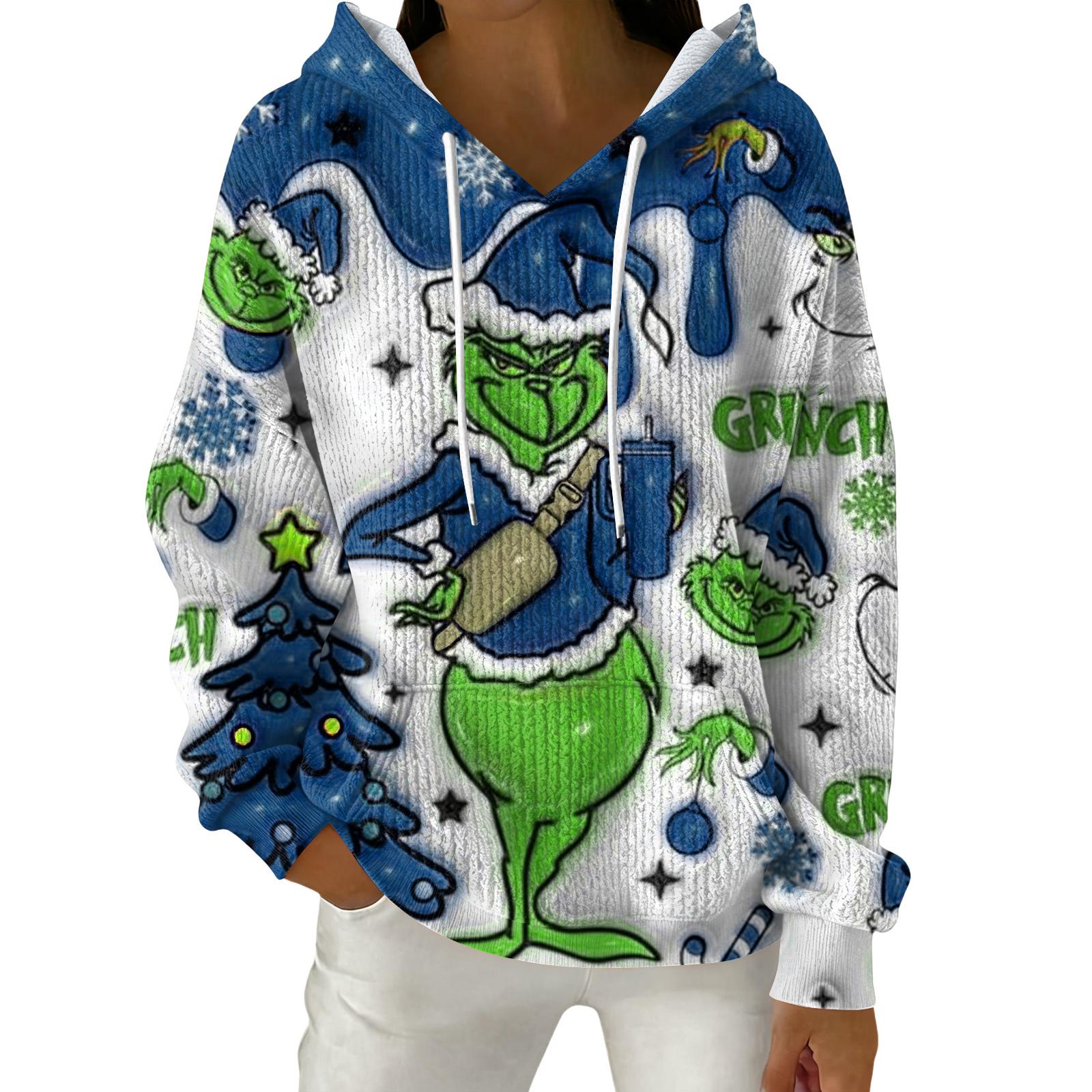 Женский модный повседневный пуловер с рождественским принтом, толстовка с капюшоном и длинными рукавами L синий
Женский модный повседневный пуловер с рождественским принтом, толстовка с капюшоном и длинными рукавами L синий