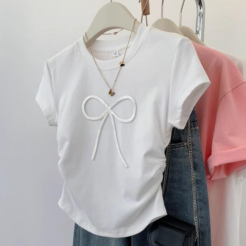 Three-dimensional Bow Short-sleeved Women s New Pure Lust Hot Girl Slim Fit Versatile Short Top L білий
Three-dimensional Bow Short-sleeved Women s New Pure Lust Hot Girl Slim Fit Versatile Short Top L білий