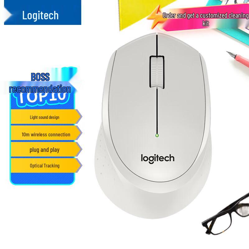Logitech M330 Wireless Silent Ergonomic Mouse with Cleaning Set
Logitech M330 Wireless Silent Ergonomic Mouse with Cleaning Set