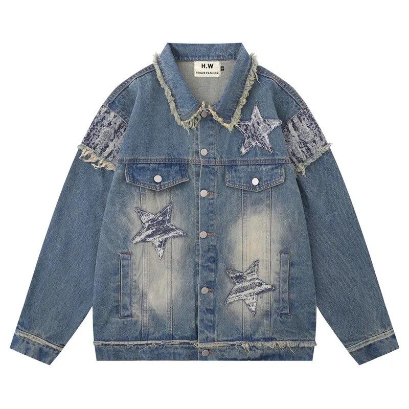 High Street Five Point Star Printing Men s Denim Jacket Embroidered Lapel Single Breasted Coat Couple Street Casual Loose Tops
High Street Five Point Star Printing Men s Denim Jacket Embroidered Lapel Single Breasted Coat Couple Street Casual Loose Tops