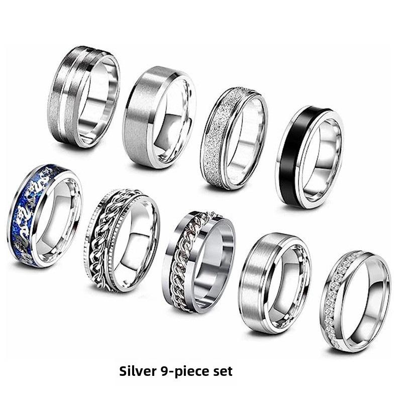 Набор вращающихся цепных колец из титановой стали для мужчин и женщин - 9 предметов (2024 Мода) Size 11
Набор вращающихся цепных колец из титановой стали для мужчин и женщин - 9 предметов (2024 Мода) Size 11