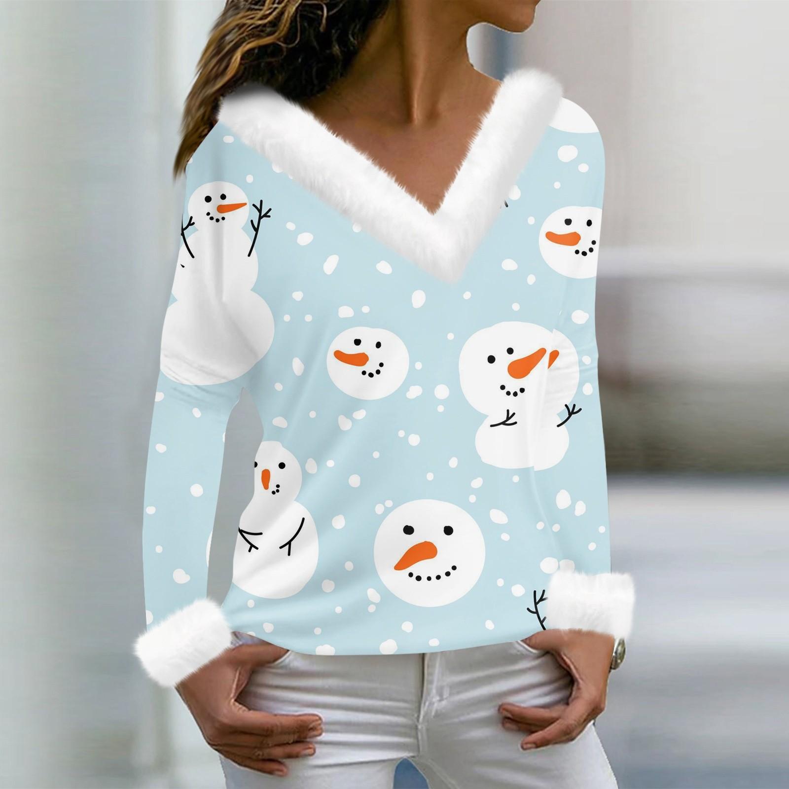 Женская мода с длинным рукавом и рождественским принтом для вечеринки, плюшевый топ с v-образным вырезом XXL
Женская мода с длинным рукавом и рождественским принтом для вечеринки, плюшевый топ с v-образным вырезом XXL