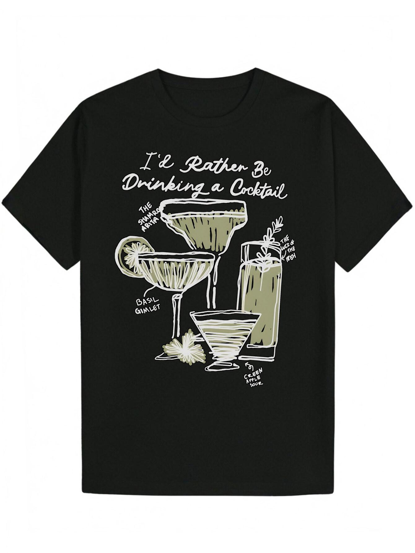 Casual Crew Neck Polyester T-shirt with Cocktail Illustration and I d Rather Be Drinking a Cocktail Text M
Casual Crew Neck Polyester T-shirt with Cocktail Illustration and I d Rather Be Drinking a Cocktail Text M