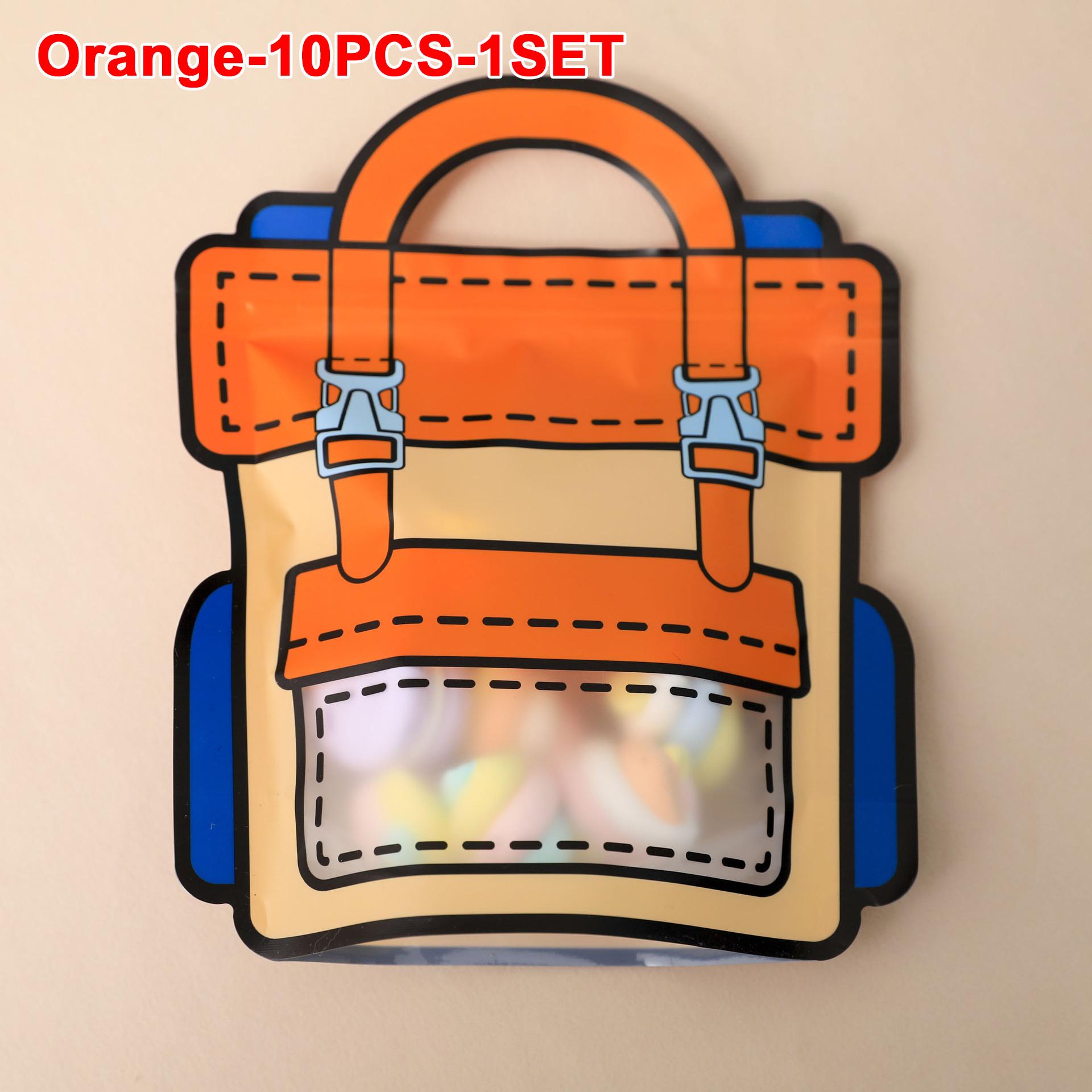 100 шт. креативные подарочные упаковочные пакеты в форме мультяшного рюкзака, самозакрывающиеся пакеты для конфет и закусок для детей, декор для вечеринок по случаю дня рождения, подарочные пакеты 10PCS-1SET