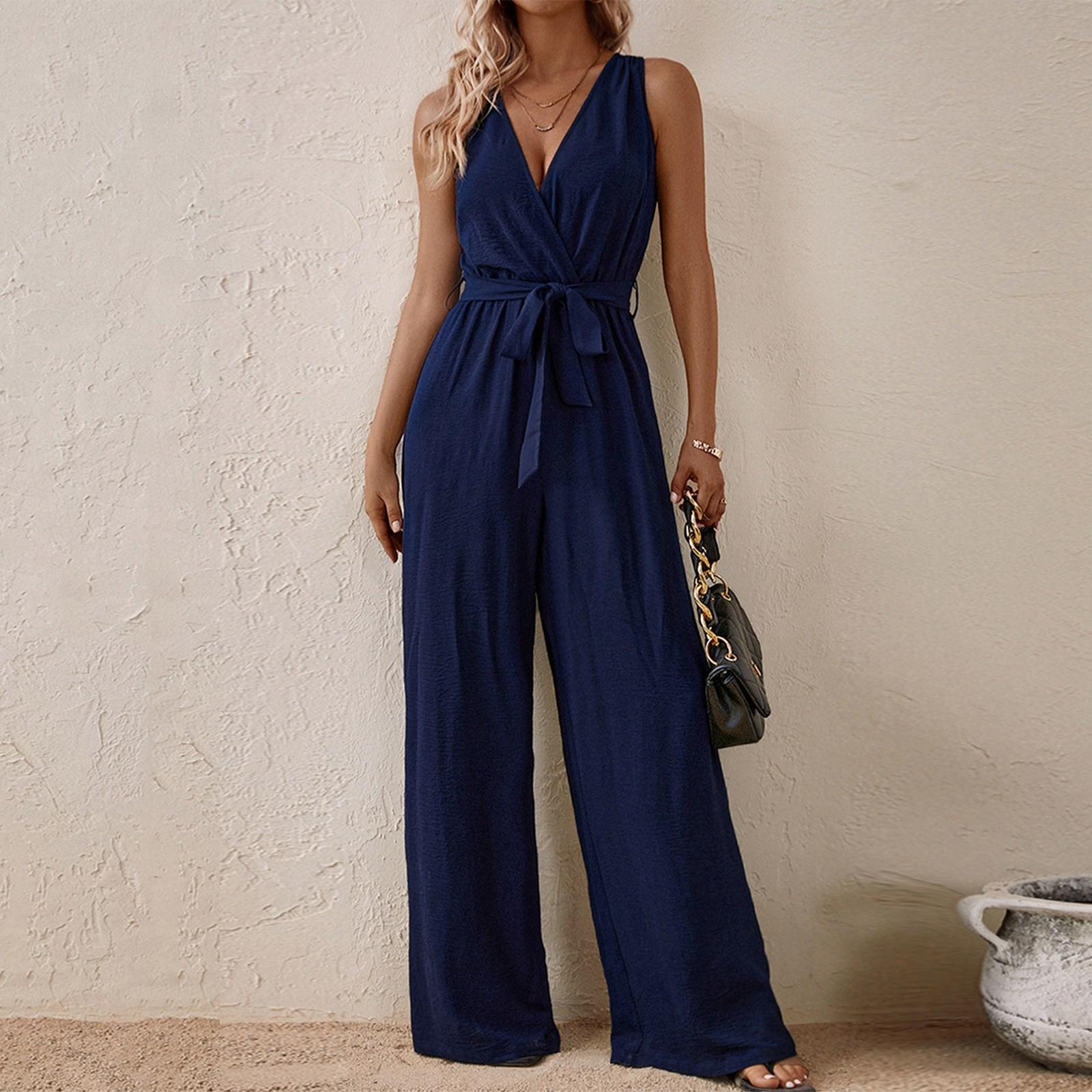 Women s Fashion Color V Neck Sleeveless Strap Sexy Jumpsuit XL
Women s Fashion Color V Neck Sleeveless Strap Sexy Jumpsuit XL