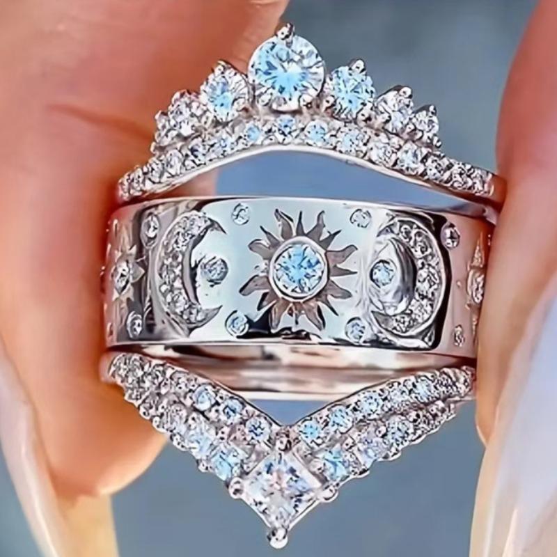 Huajie 3Pcs/set Luxury Women s Full Paved Sparking Zirconia Ring Sets Sun Moon Pattern Delicate High End Accessories 9
Huajie 3Pcs/set Luxury Women s Full Paved Sparking Zirconia Ring Sets Sun Moon Pattern Delicate High End Accessories 9