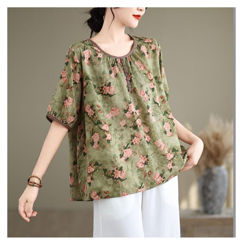 Mom s Style Printed Short-sleeved T-shirt Women Summer Thin New National Bubble Cotton Linen Top XXXL зелений
Mom s Style Printed Short-sleeved T-shirt Women Summer Thin New National Bubble Cotton Linen Top XXXL зелений