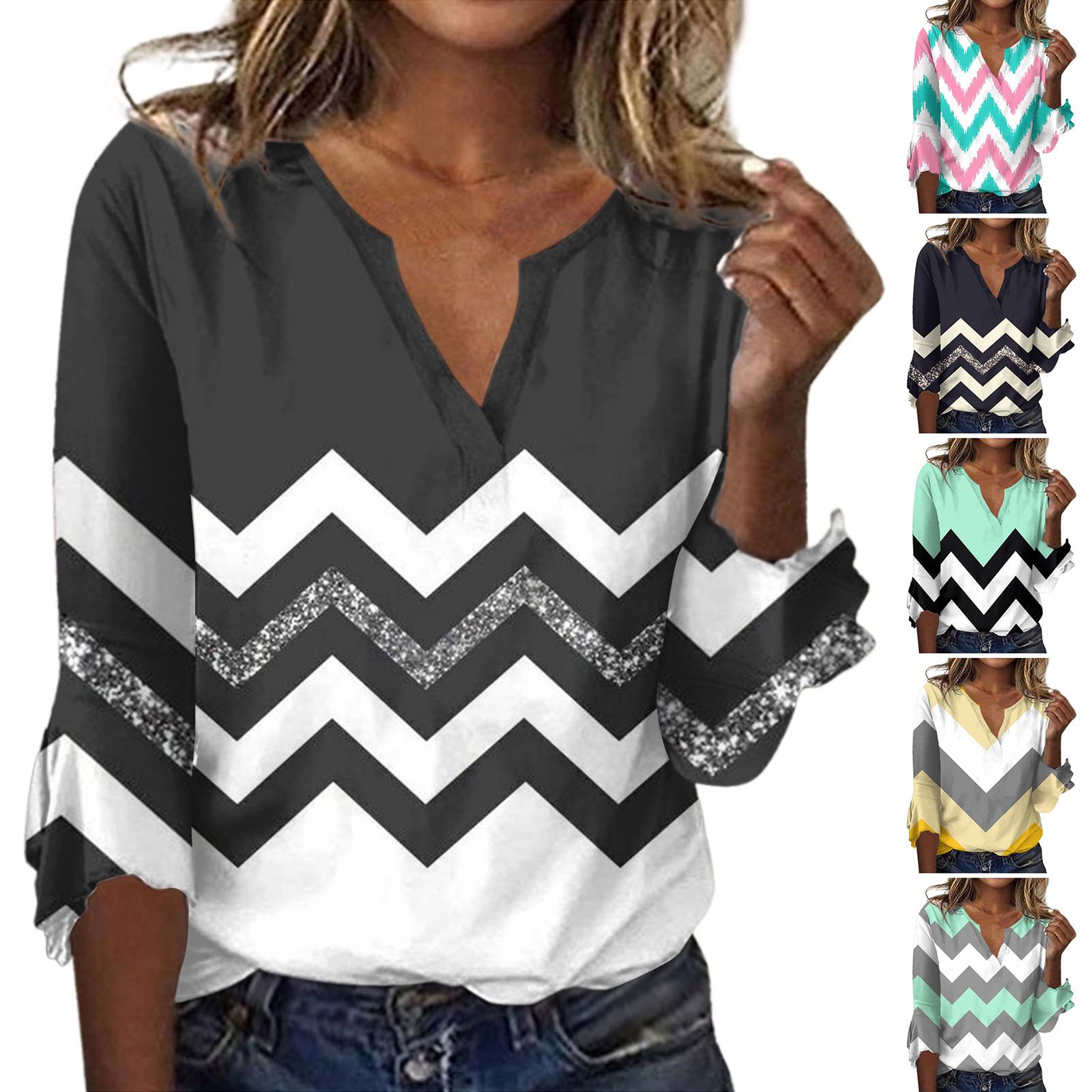 Women s Tops Loose Casual V-Neck Patchwork Color Printed Flared Sleeve Seven Sleeve T-Shirt M
Women s Tops Loose Casual V-Neck Patchwork Color Printed Flared Sleeve Seven Sleeve T-Shirt M