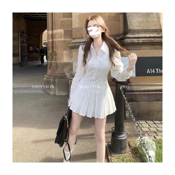 Academy style white long-sleeved shirt dress women s waist temperament design collar pleated short skirt autumn S белый
Academy style white long-sleeved shirt dress women s waist temperament design collar pleated short skirt autumn S белый