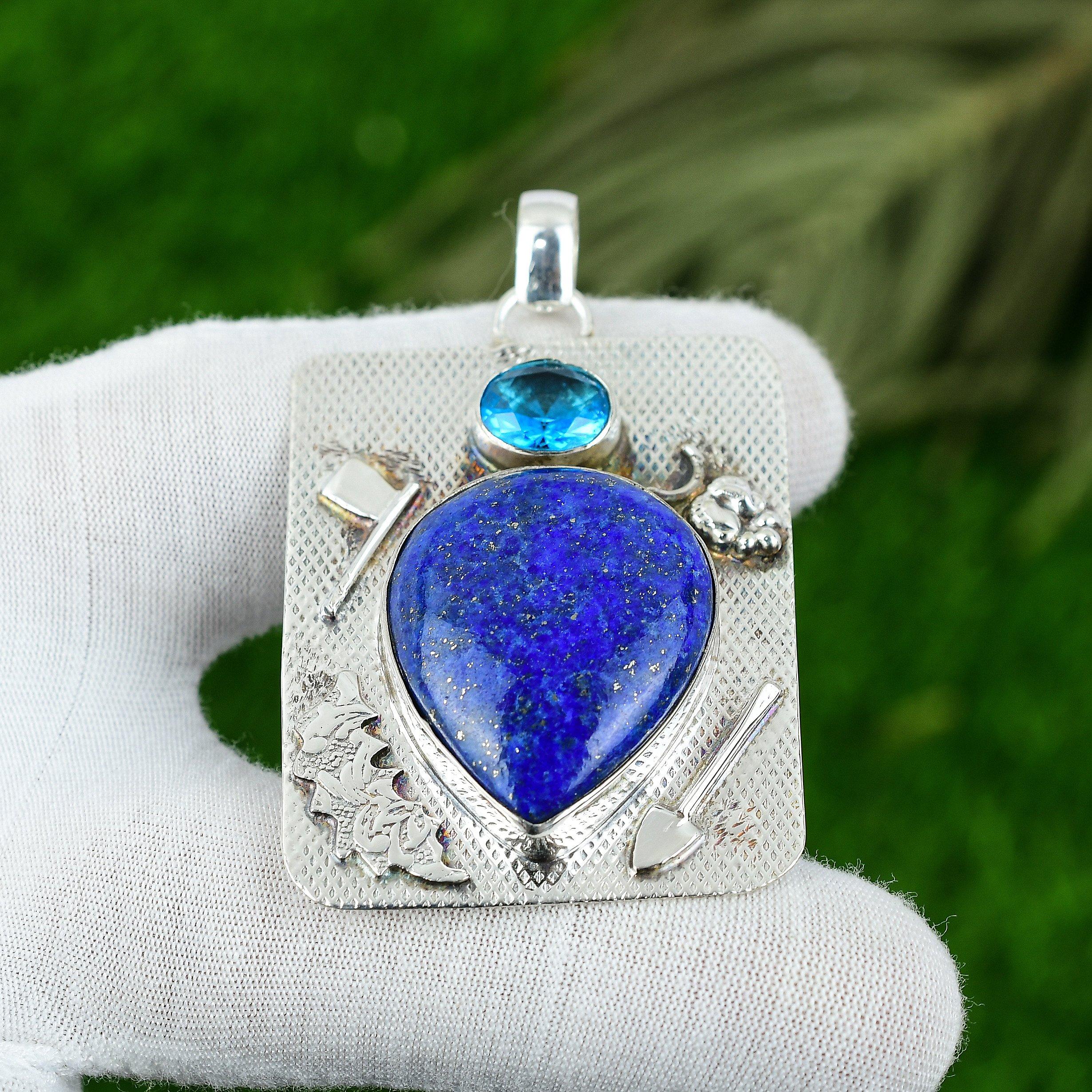 Natural Lapis Lazuli Gemstone Pendant 925 Sterling Silver Jewelry For Women
Natural Lapis Lazuli Gemstone Pendant 925 Sterling Silver Jewelry For Women