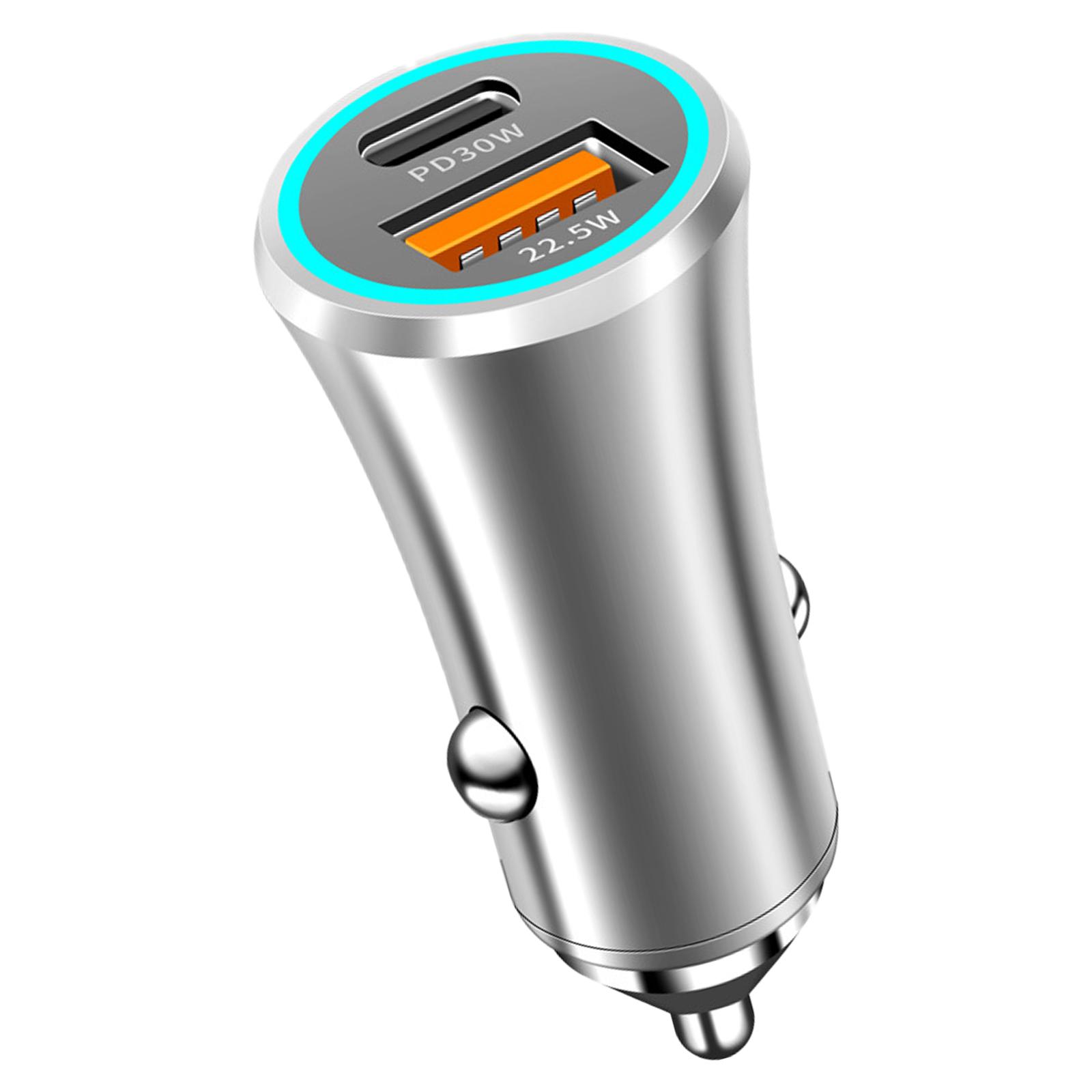 Автомобильное зарядное устройство с двумя портами USB C PD30W и USB A 22,5 Вт QC3.0, адаптер для быстрой зарядки смартфонов и планшетов A серебряный
Автомобильное зарядное устройство с двумя портами USB C PD30W и USB A 22,5 Вт QC3.0, адаптер для быстрой зарядки смартфонов и планшетов A серебряный