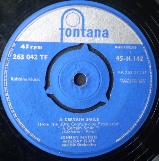 7inch Record JOHNNY MATHIS, RAY ELLIS & HIS ORCH - A Certain Smile 45H142 Fontana UK Pop Used
7inch Record JOHNNY MATHIS, RAY ELLIS & HIS ORCH - A Certain Smile 45H142 Fontana UK Pop Used