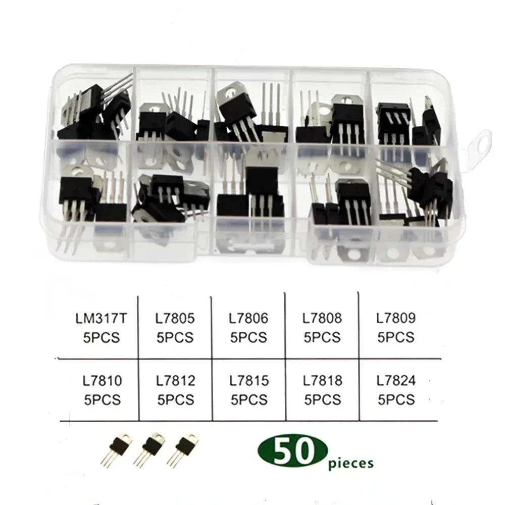 50PCS Voltage Regulator IC kit LM317T L7805CV L7806CV L7808CV L7809CV L7810CV L7812CV L7815CV L7818CV L7824CV TO-220
50PCS Voltage Regulator IC kit LM317T L7805CV L7806CV L7808CV L7809CV L7810CV L7812CV L7815CV L7818CV L7824CV TO-220